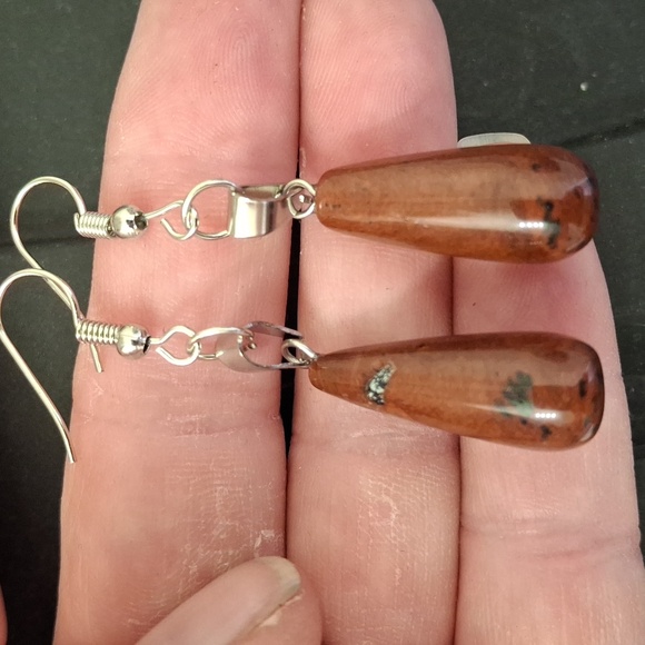 New Red Jasper Teardrop Earrings. - Picture 1 of 5